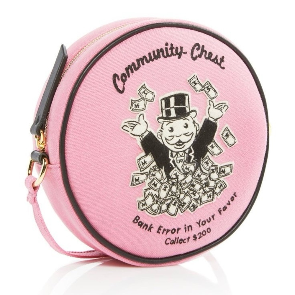 Olympia Le-Tan Monopoly Community Chest bank error dizzie shoulder bag in pink - Picture 2 of 16